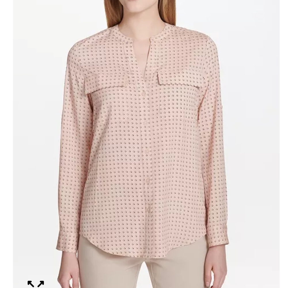 Calvin Klein Silky Pink Blouse. Size XS